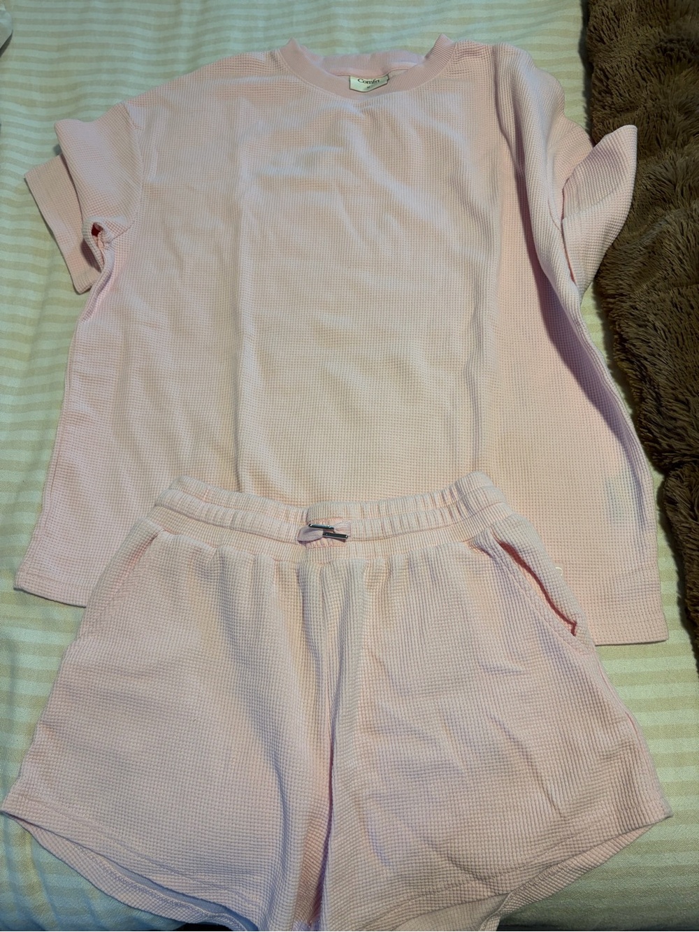 Comfrt waffle knit pink matching set size medium